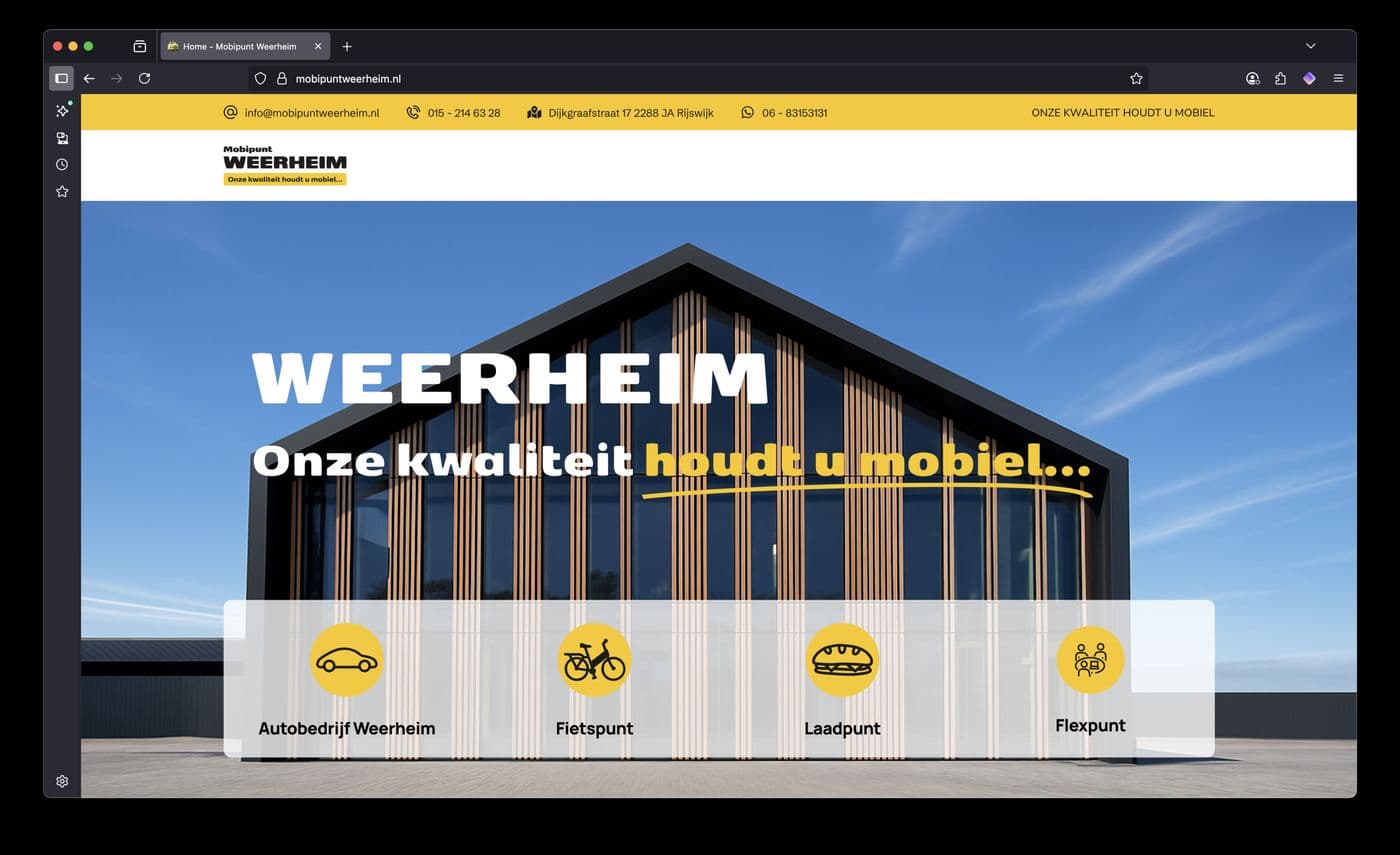 Website van Mobipunt Weerheim, gebouwd door Mark ICT